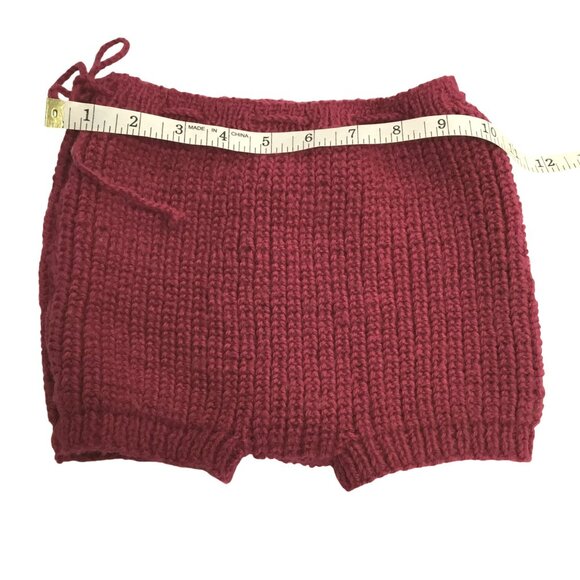 VTG Heirloom Maroon Baby Cotton Knit Set Sweater Shorts Hat Handmade 12-18 M VBC - Picture 7 of 12